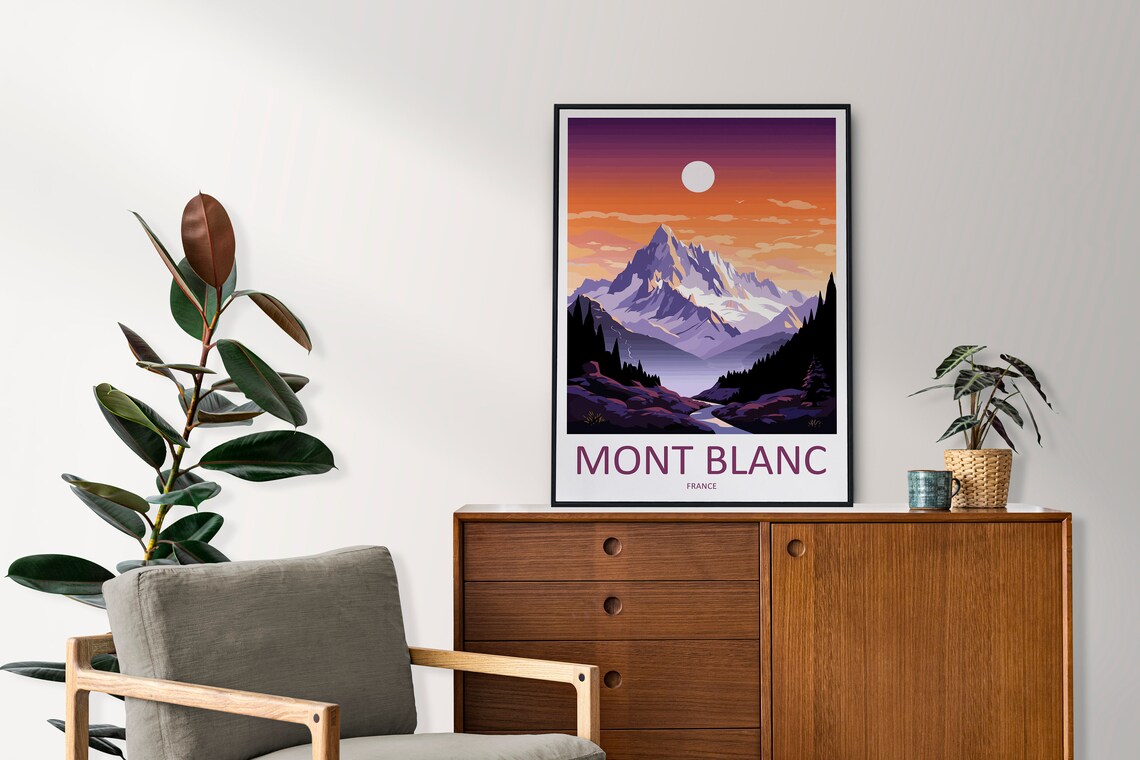 Mont Blanc Snowy Peak Sunset Alpine Summit France Travel Poster - Image 2