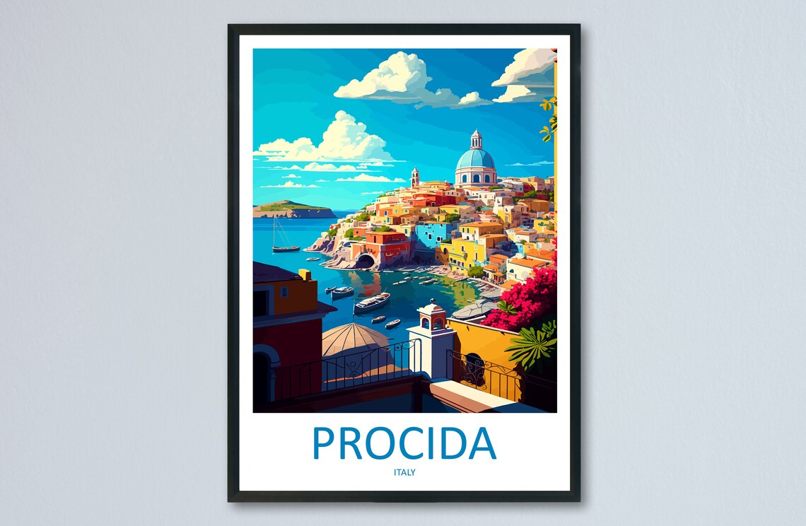 Procida Italy Travel Poster, Europe Home Decor