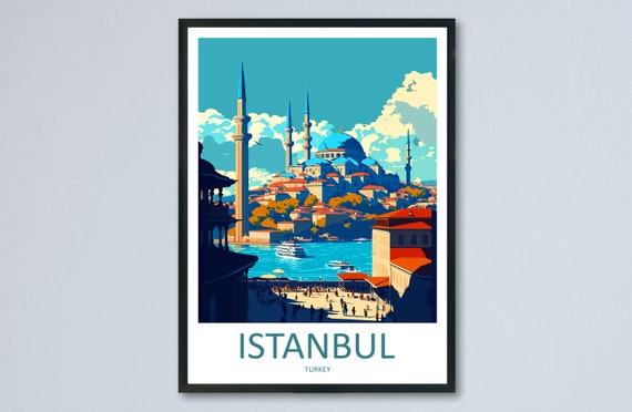 Istanbul Travel Poster, Europe Place Print