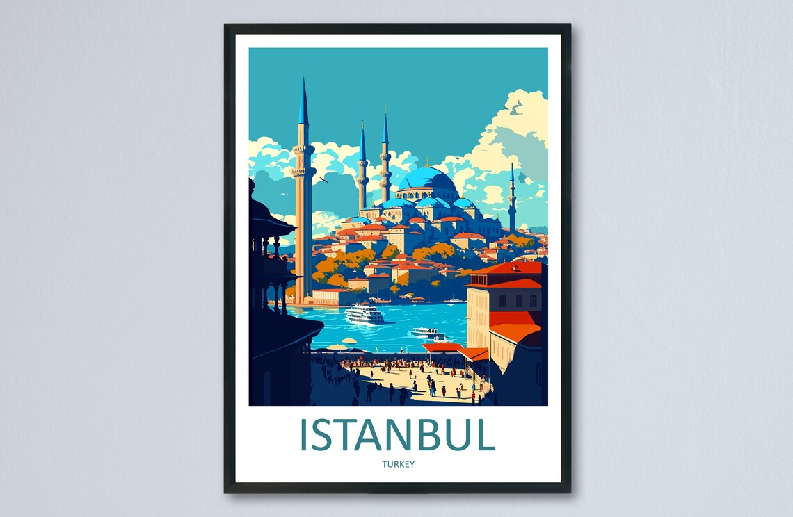 Istanbul Travel Poster, Europe Place Print