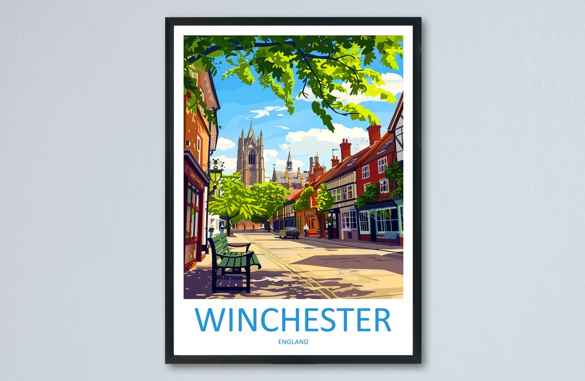 Winchester Travel Poster, England Wall Art Print