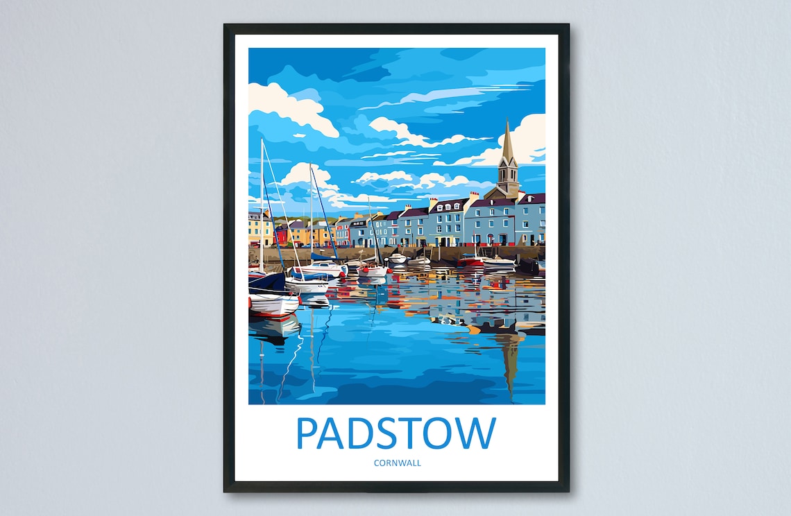 Padstow Harbour Travel Poster, Cornwall Wall Art