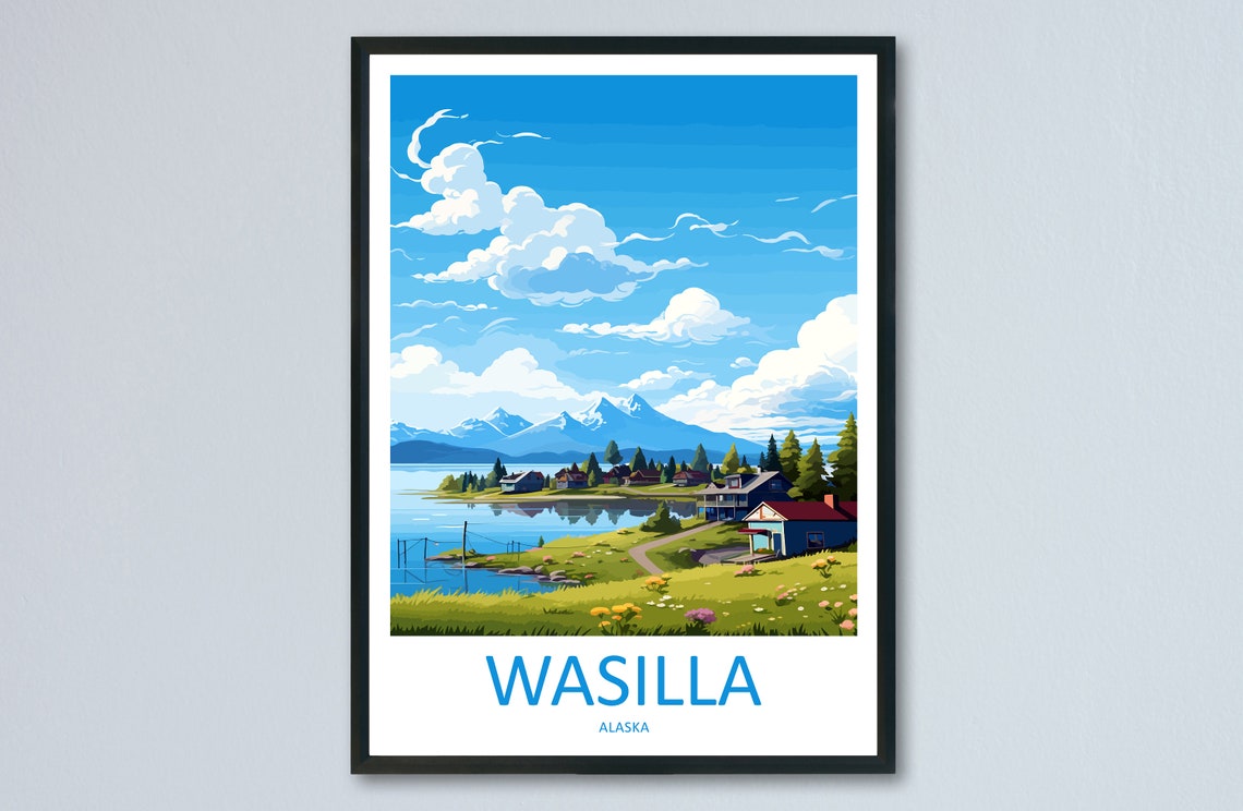 Wasilla Alaska Lakeside Town Wildflower Meadow Mountain View Poster