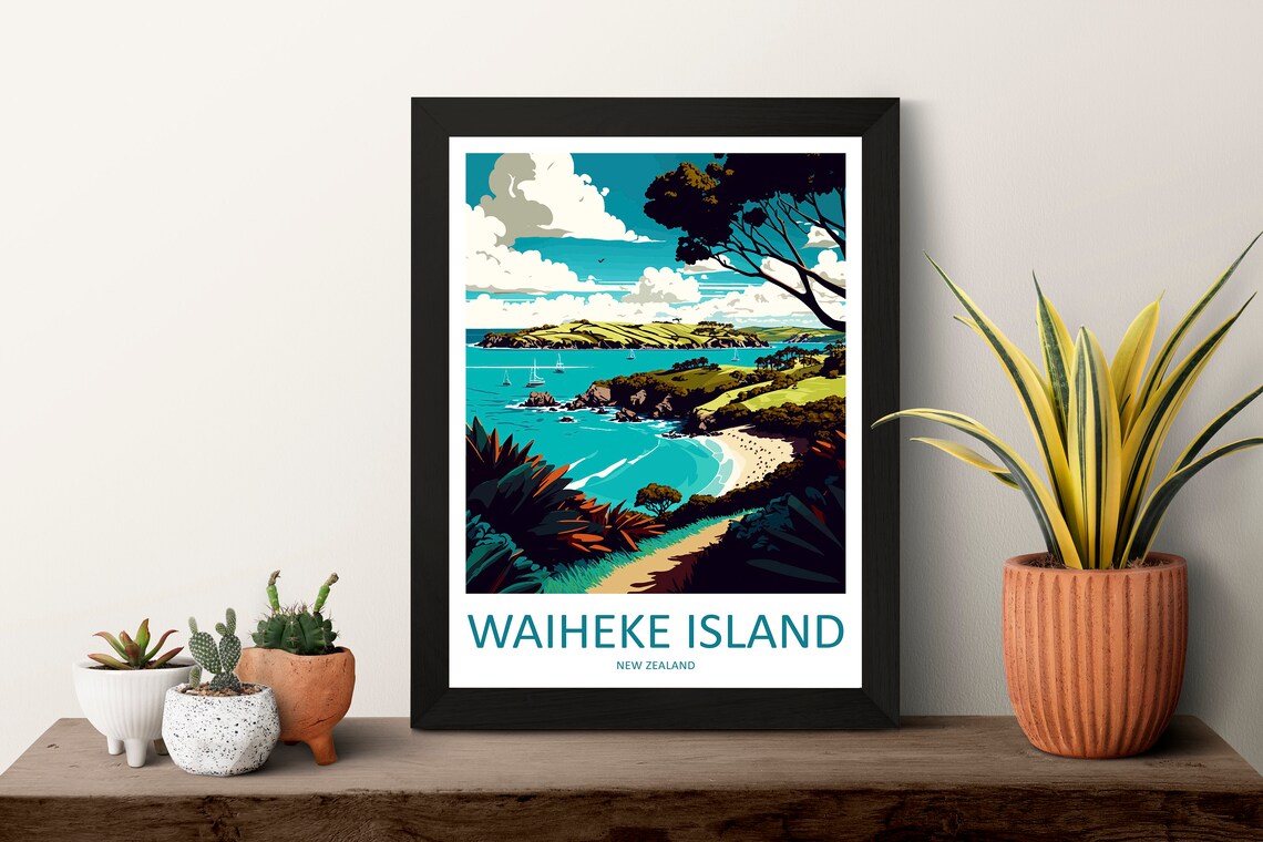 Waiheke Island Travel Poster, New Zealand Wall Decor - Image 3