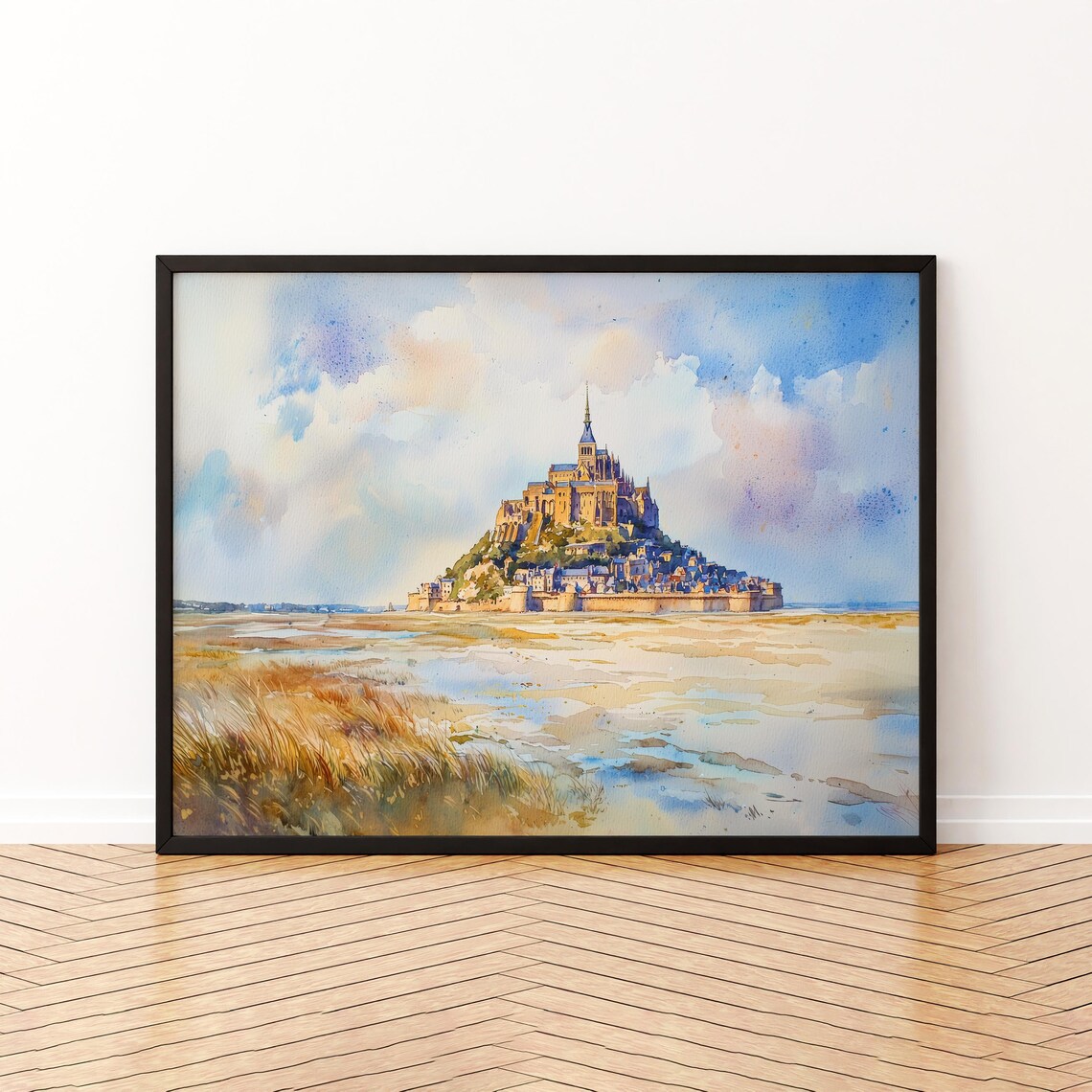 Mont Saint-Michel Watercolor Poster Print, France