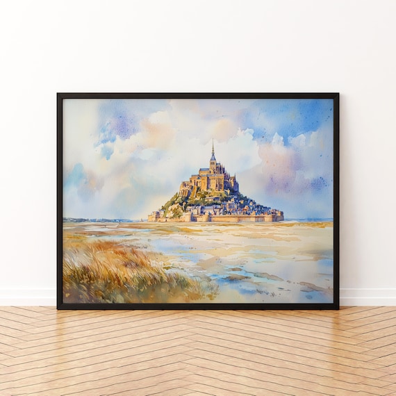 Mont Saint-Michel Watercolor Poster Print, France