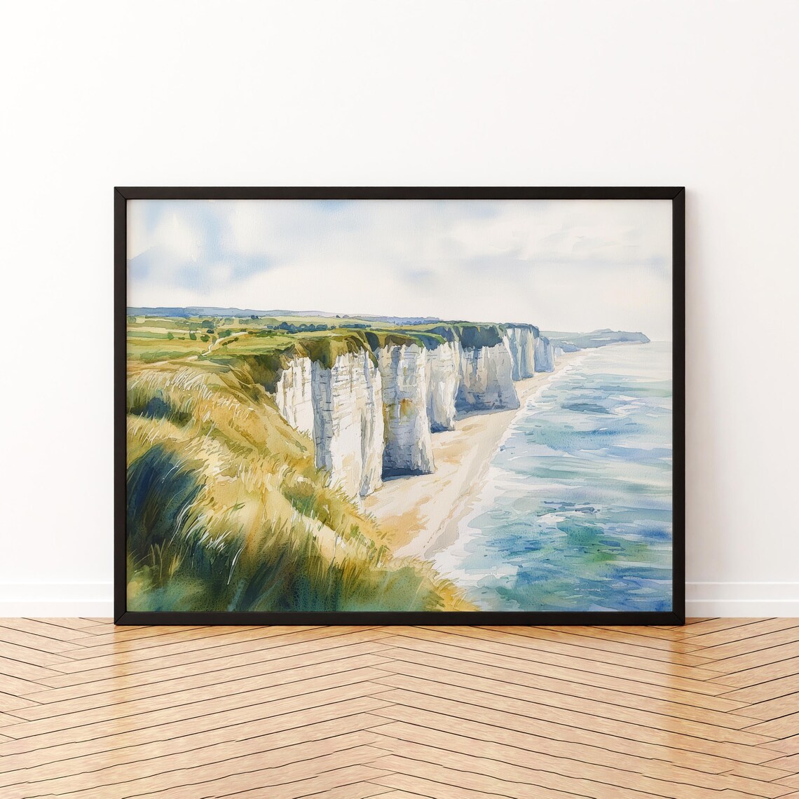 Normandy Watercolor Poster, France Travel Poster