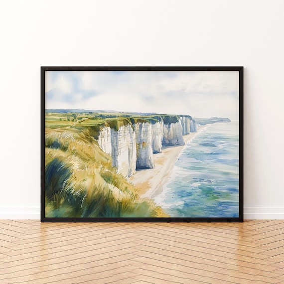 Normandy Watercolor Poster, France Travel Poster