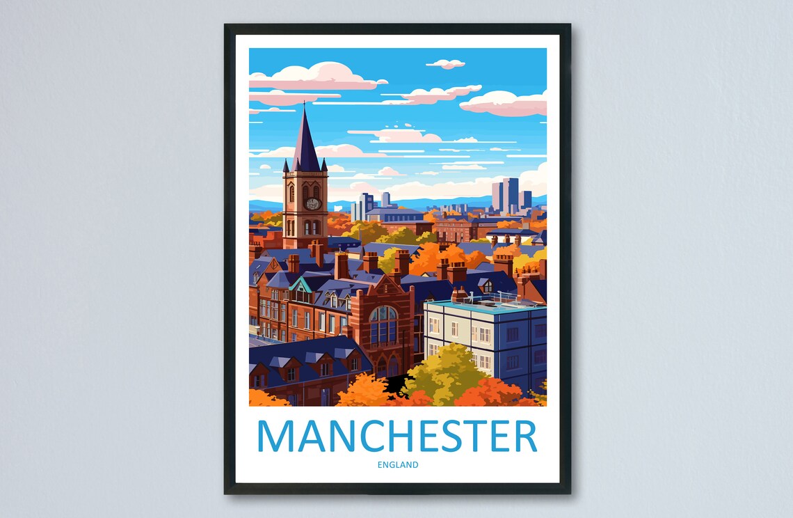 Manchester Travel Poster, England Wall Decor