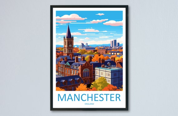 Manchester Travel Poster, England Wall Decor