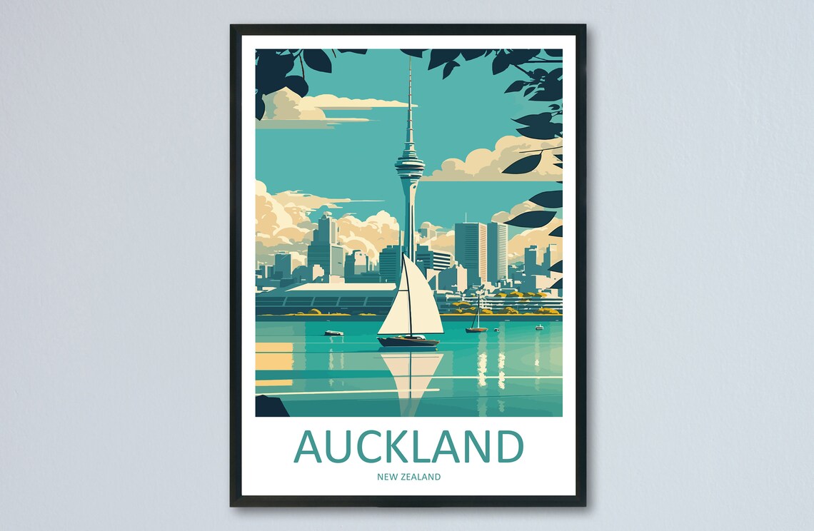 Auckland Travel Poster, New Zealand Wall Art