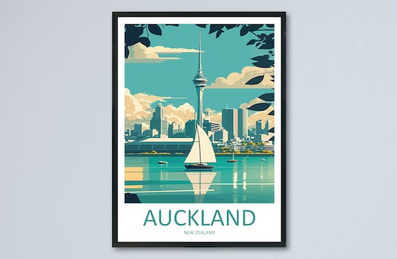 Auckland Travel Poster, New Zealand Wall Art