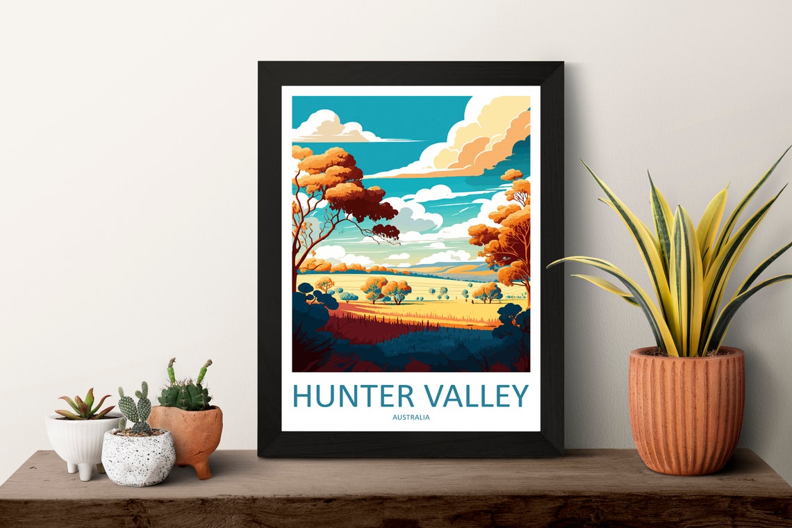 Hunter Valley Australia Golden Wine Country Valley Trees Poster - Image 3
