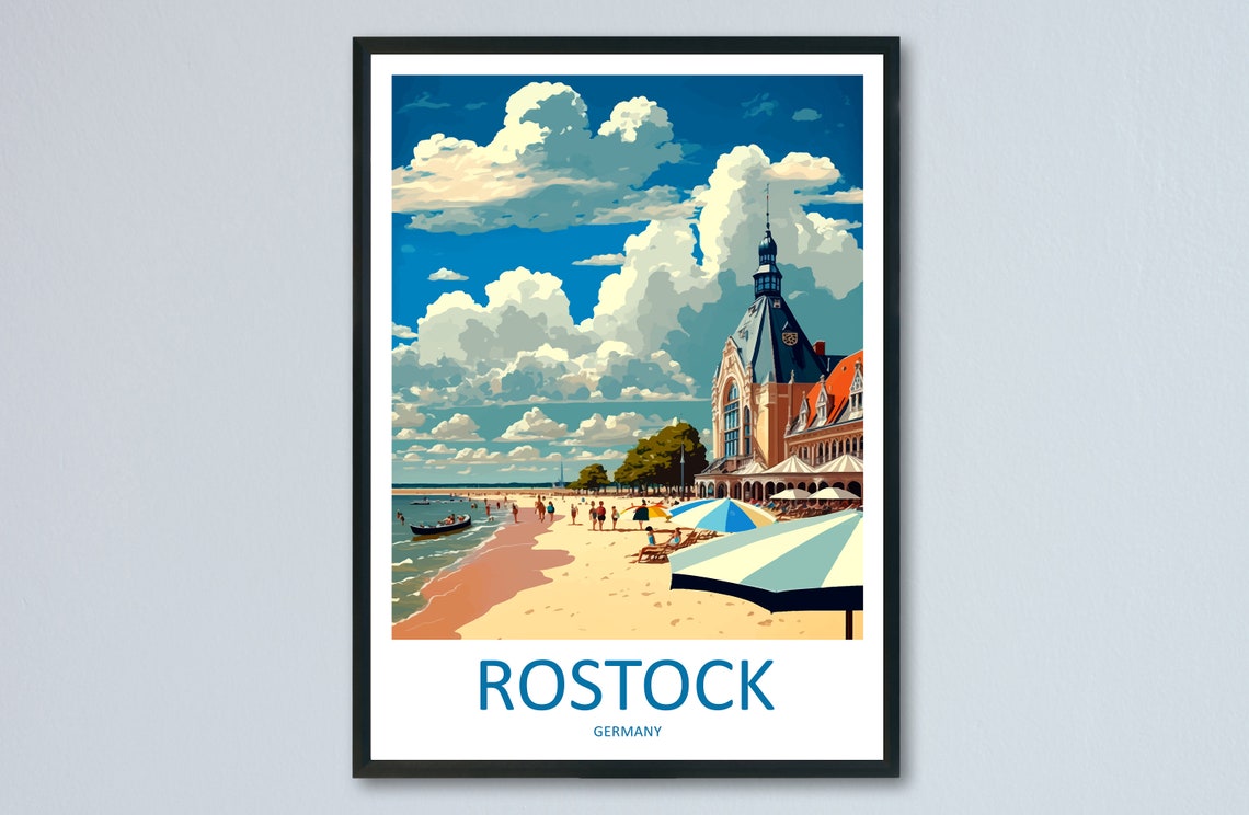 Rostock Travel Print Wall Art Rostock Wall Hanging Home Dcor Rostock Gift Art Lovers Germany Art Lover Gift Rostock Art Travel Gift Rostock