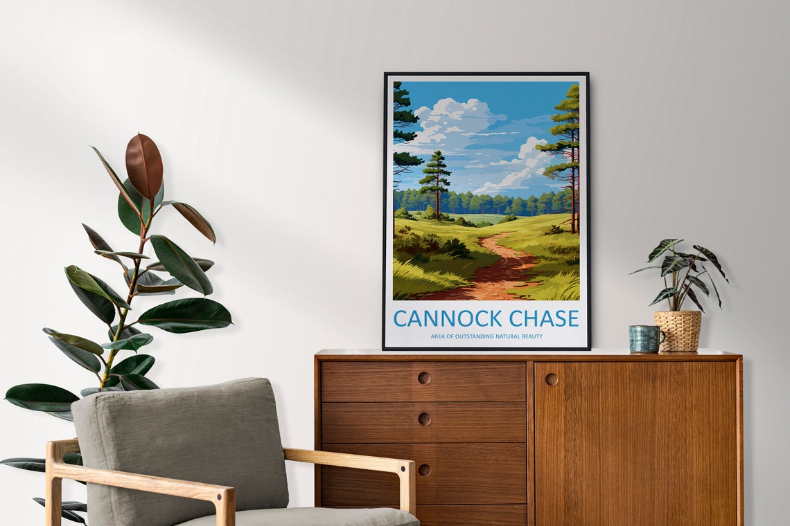 Cannock Chase Forest Trail Pine Woodland Sunny Meadow Hike Poster - Image 2