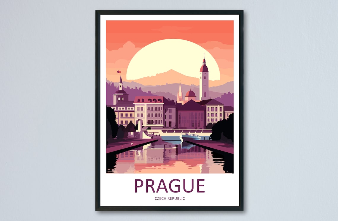 Prague Travel Poster, Czech Republic Wall Decor