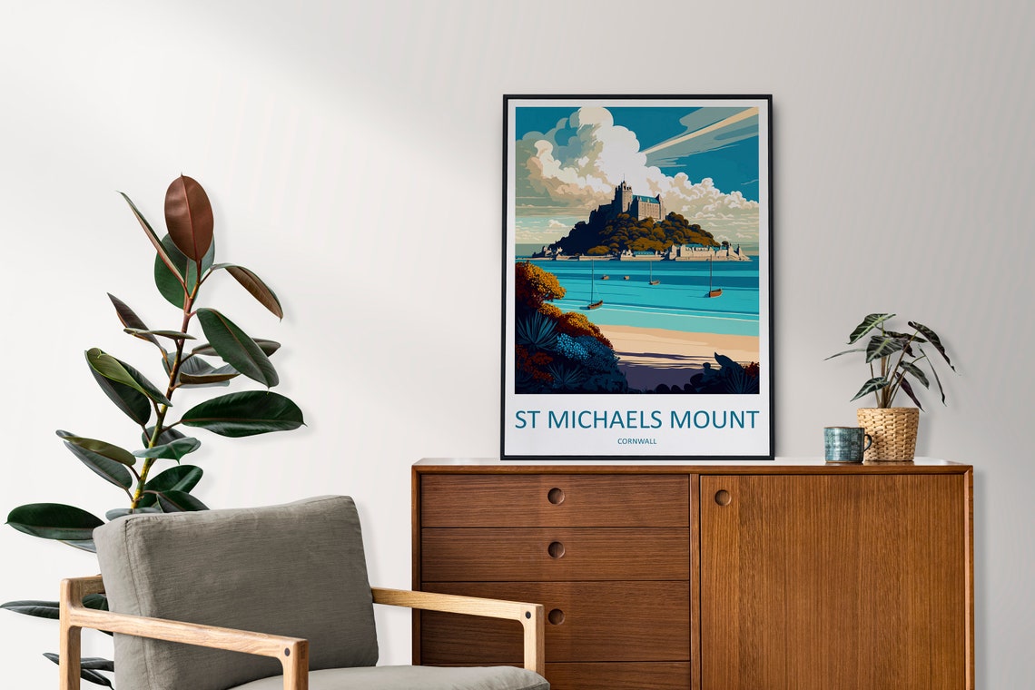 St Michaels Mount Cornwall Castle Island Turquoise Sea Poster - Image 2