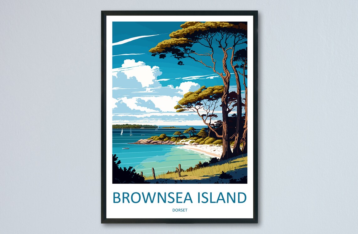 Brownsea Island Travel Poster, England Place Print