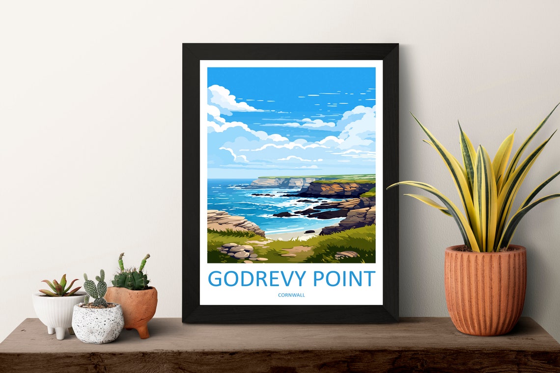Godrevy Point Cornwall Dramatic Cliffs and Atlantic Sea Poster - Image 3