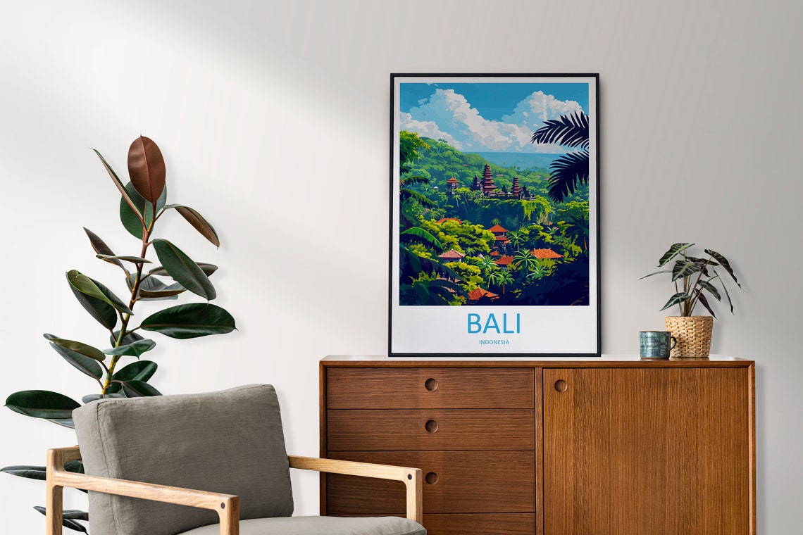 Bali Jungle Temple Tropical Lush Island Indonesia Travel Poster - Image 2