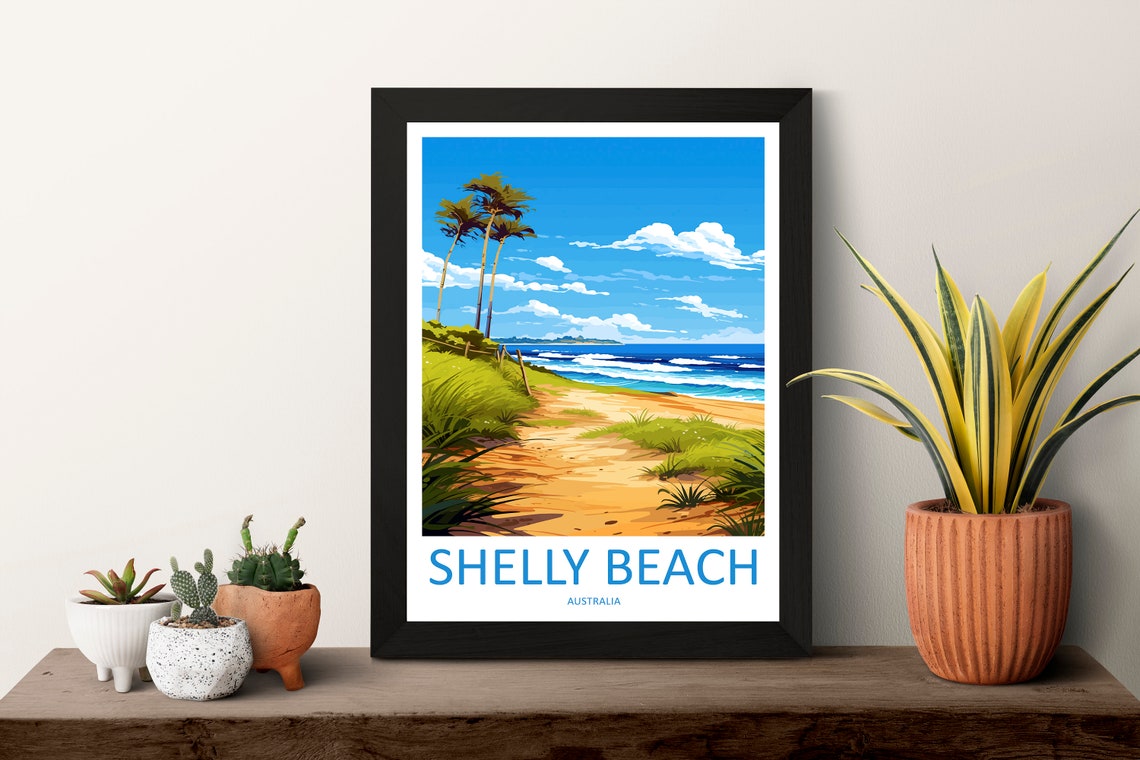 Shelly Beach Australia Sandy Dune Grass Path Coast Travel Poster - Image 3