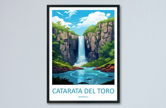 Catarata Del Toro Waterfall Costa Rica Canyon Gorge Cascade Travel Poster