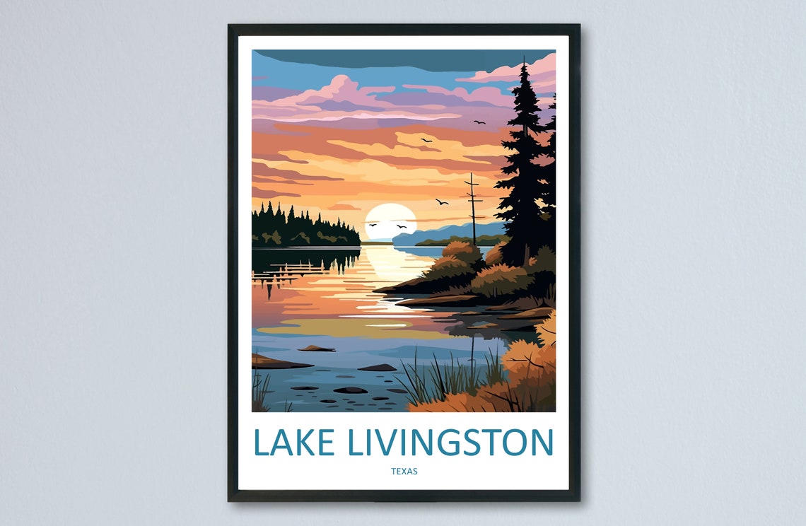 Lake Livingston Travel Print Wall Art Lake Livingston Wall Hanging Home Dcor Lake Livingston Gift Art Lovers Texas Art Lover Gift Texas