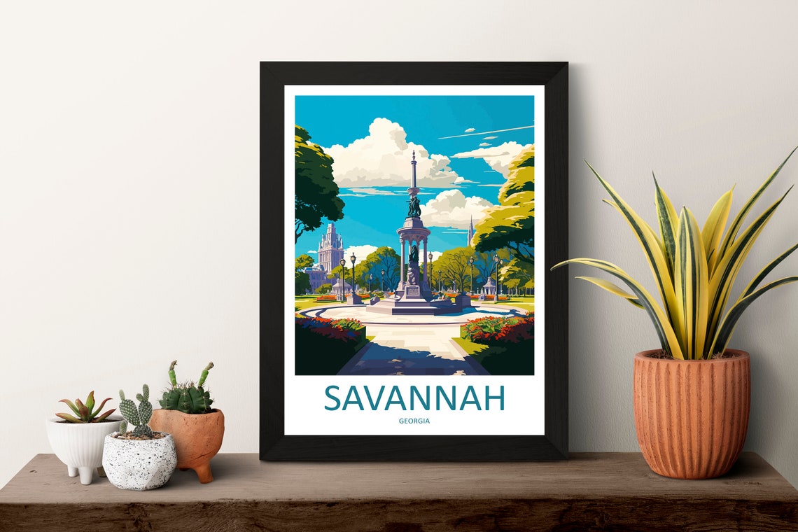Savannah Georgia Forsyth Park Fountain Vintage Travel Poster - Image 3