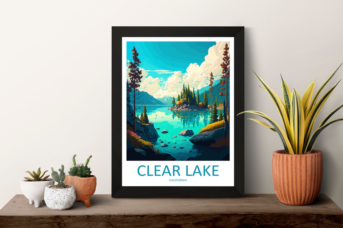 Clear Lake California Alpine Pine Forest Lake Reflection Poster - Image 3