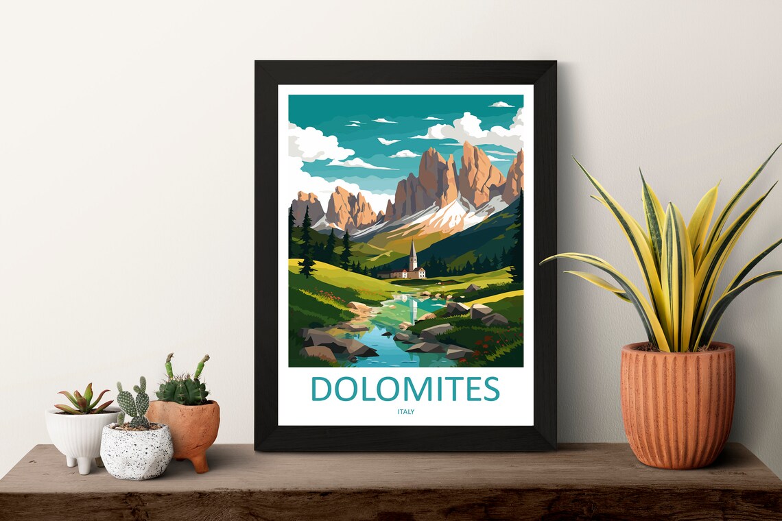 Dolomites Travel Print, Italian Mountain Poster - Image 3