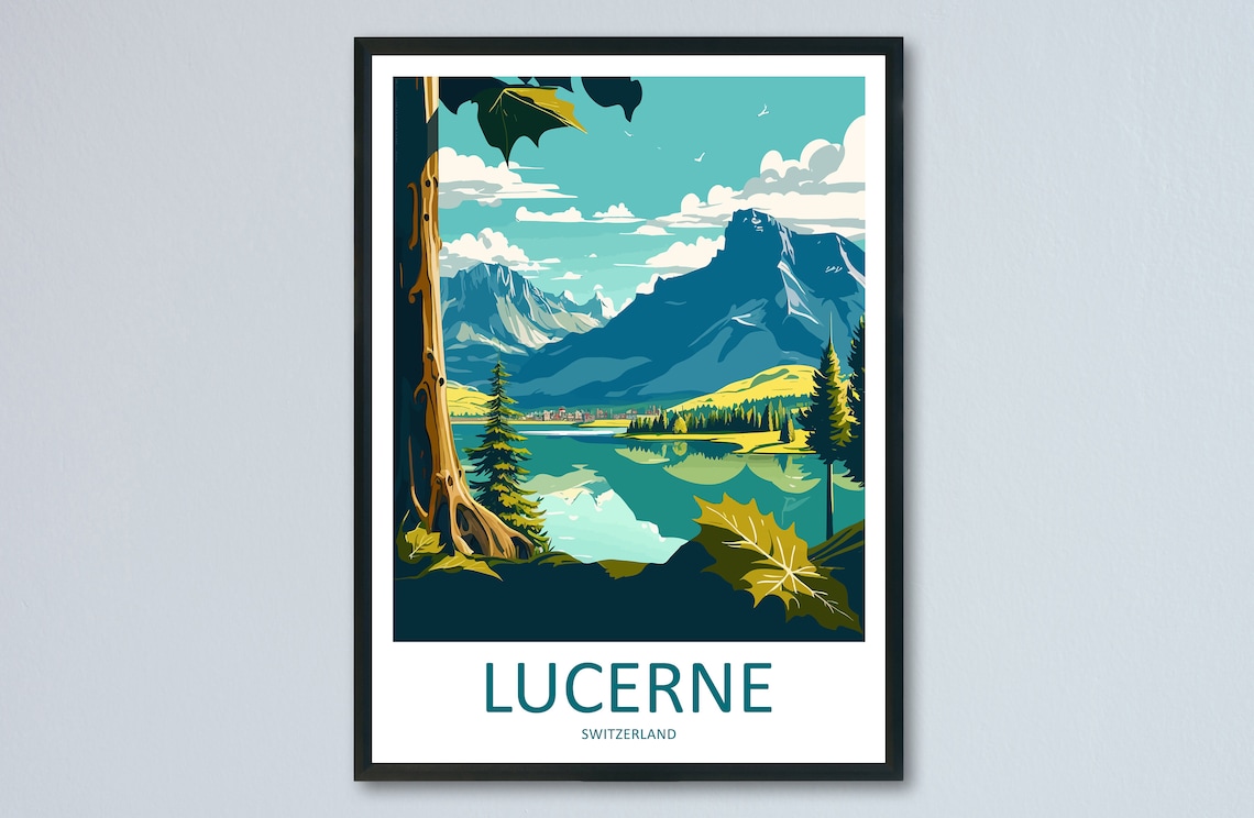 Lucerne Travel Poster, Switzerland Wall Art Print