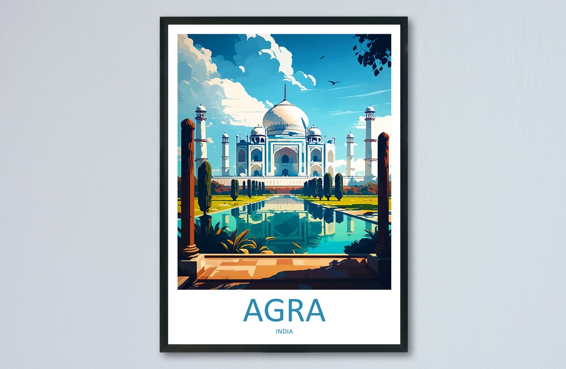 Taj Mahal Agro Travel Poster, India Place Art