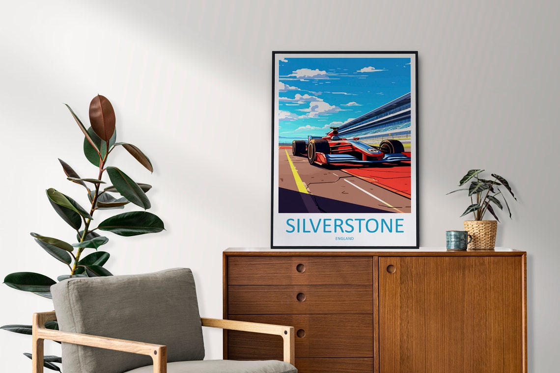 Silverstone Circuit Red Open-Wheel Formula Race Car Track Poster - Image 2