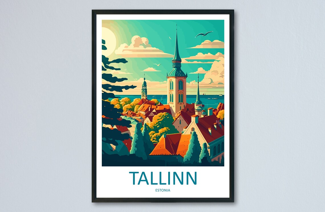 Tallinn Travel Poster, Estonia Wall Art Print