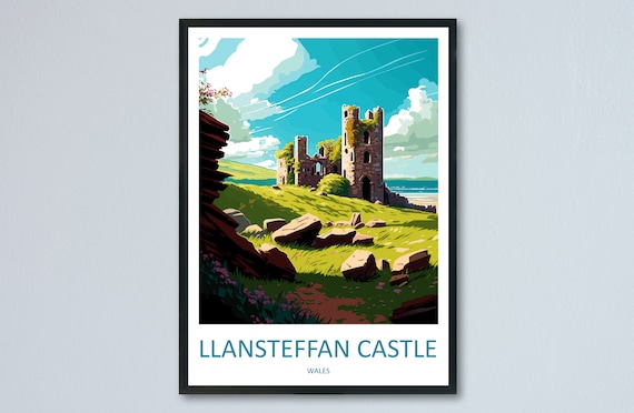 Llansteffan Castle Travel Poster, Wales Landscape