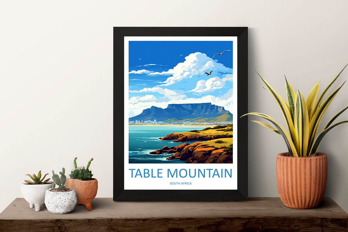 Table Mountain Travel Poster, South Africa Art Print - Image 3