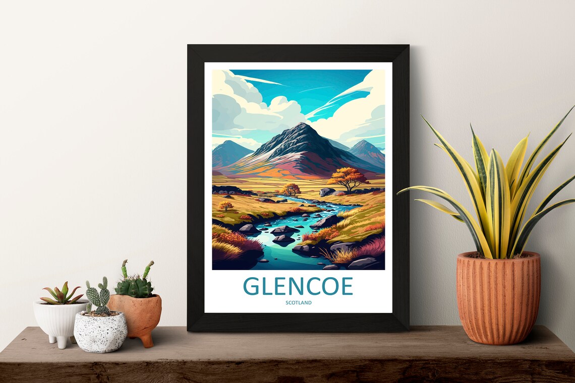 Glencoe Travel Poster, Scotland Landscape Art - Image 3