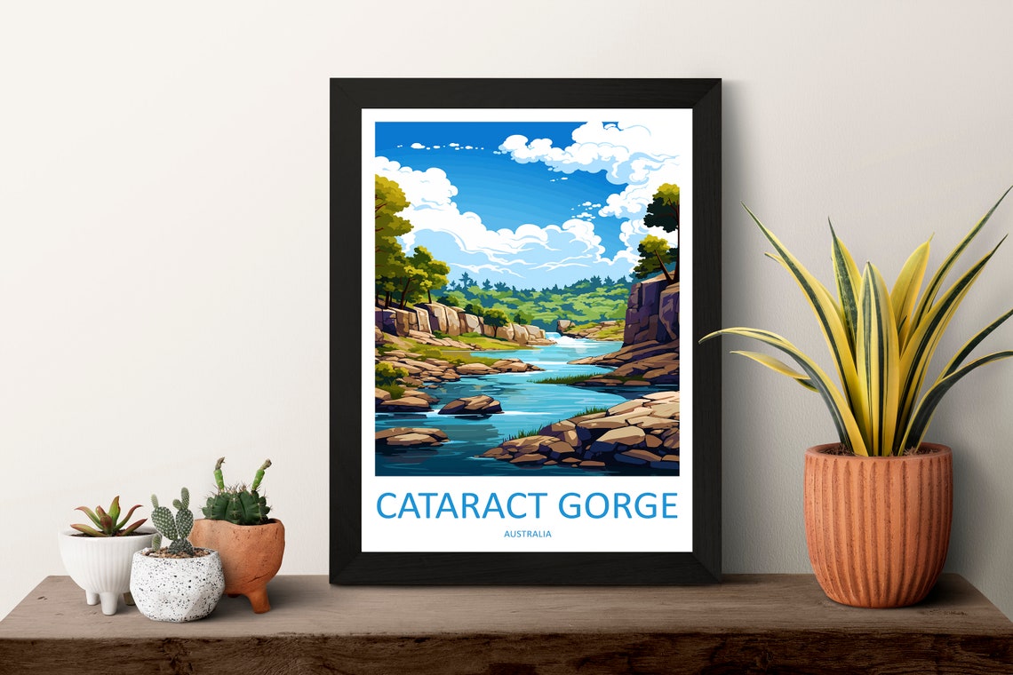 Cataract Gorge River Cliffs Australia National Park Travel Poster - Image 3