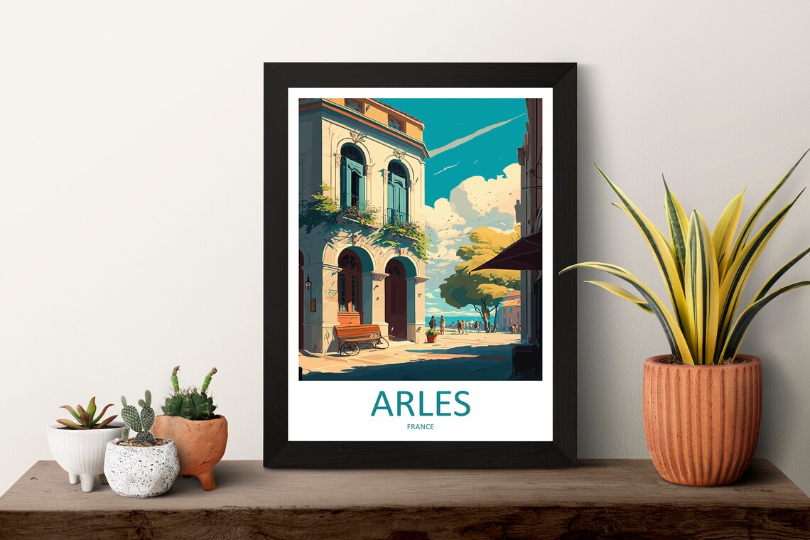 Arles France Sunny Street Corner Cafe Terrace Provence Day Poster - Image 3
