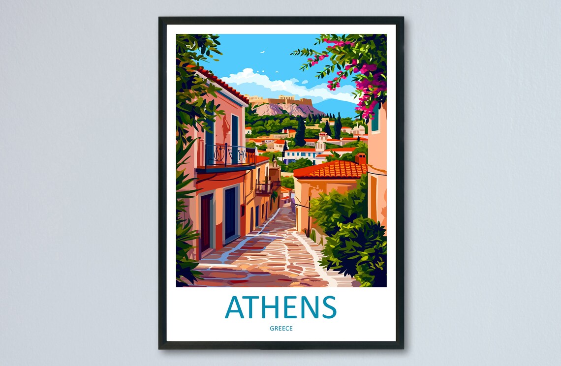 Athens Greece Travel Poster, Home Decoration