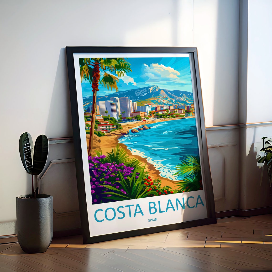Costa Blanca Spain Mediterranean Beach Coast Summer Travel Poster
