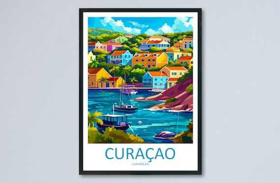 Curacao Dutch Caribbean Colorful Harbor Town Boats Waterfront Poster