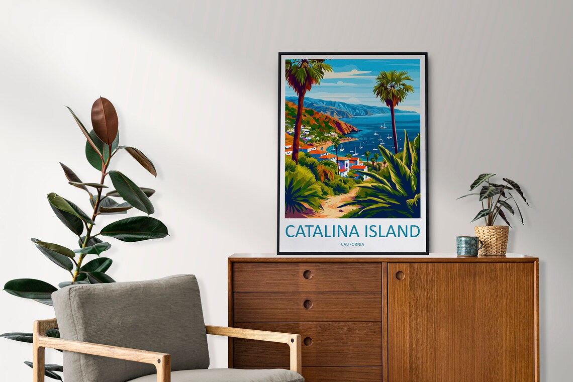 Catalina Island Travel Print Wall Art Catalina Island Wall Hanging Home Dcor Catalina Island Gift Art Lovers California Art Lover Gift - Image 2