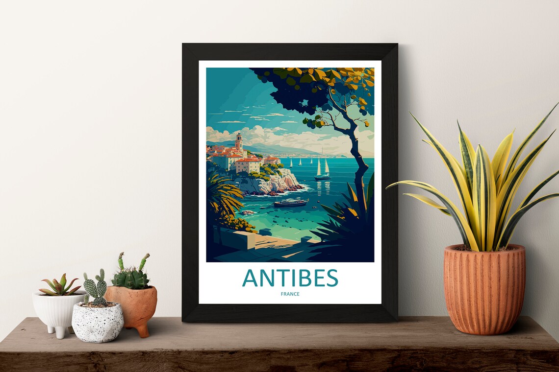Antibes France Riviera Cove Sailboats Old Town Coastal Travel Poster - Image 3