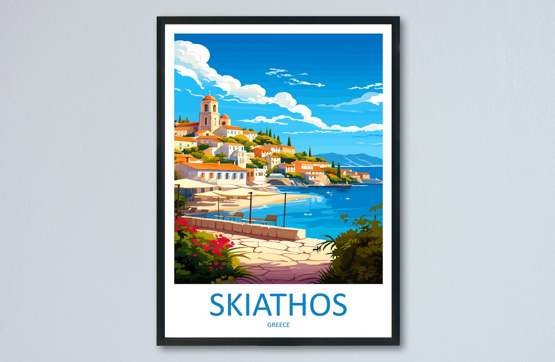 Skiathos Travel Poster, Greece Wall Decor