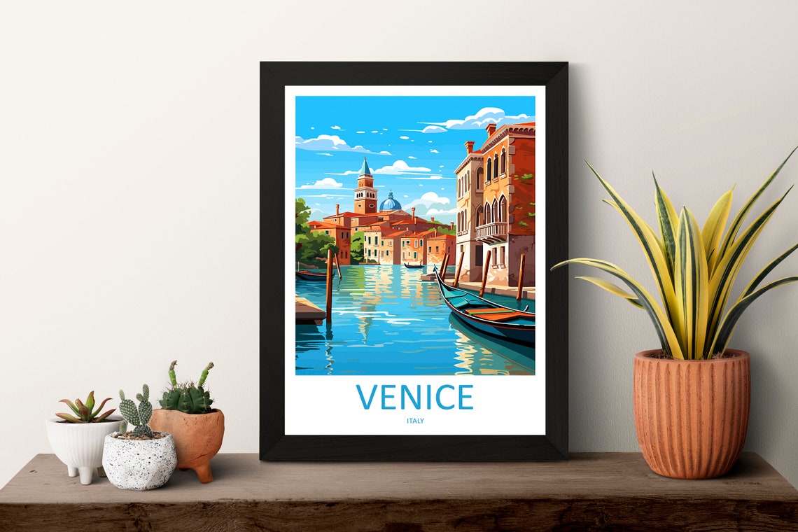 Venice Italy Grand Canal Gondola Bell Tower Daytime Travel Poster - Image 3