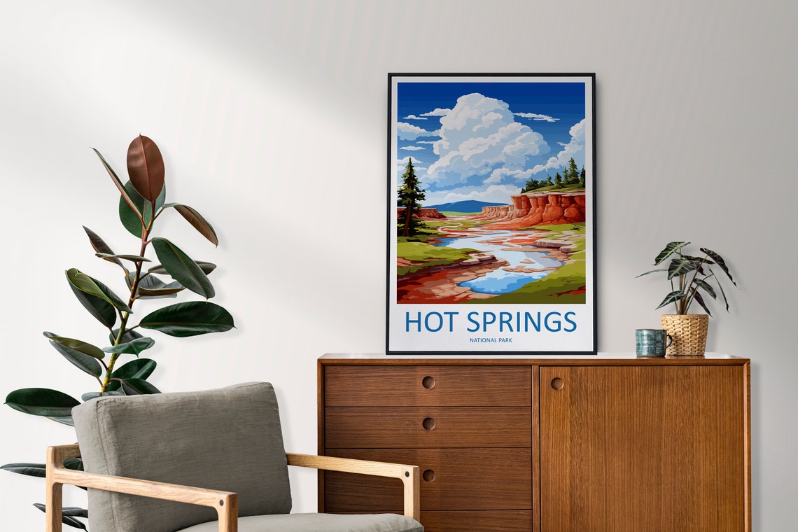 Hot Springs National Park Red Rocks Illustrated Travel Poster - Image 2