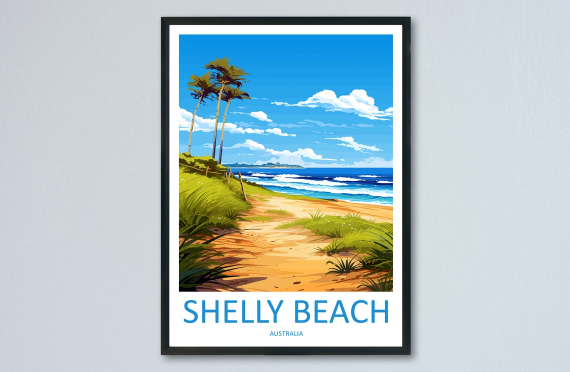 Shelly Beach Australia Sandy Dune Grass Path Coast Travel Poster