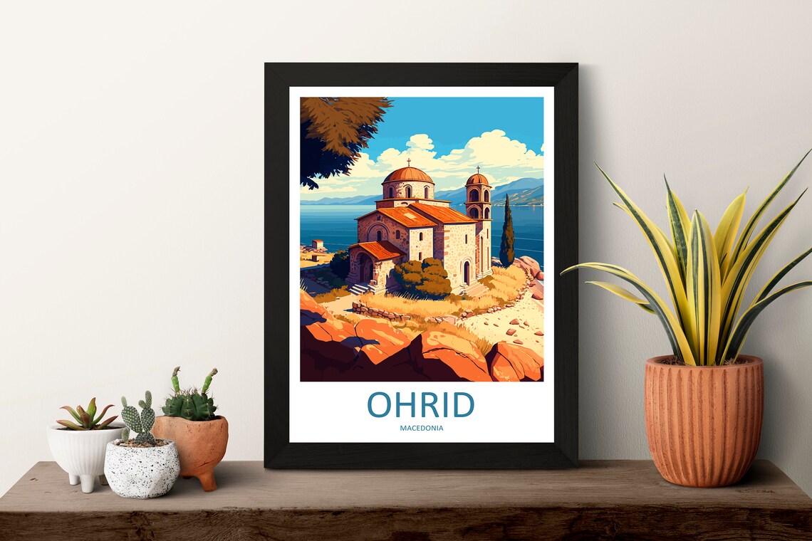 Ohrid Travel Print, Lake Ohrid Church Art Print - Image 3