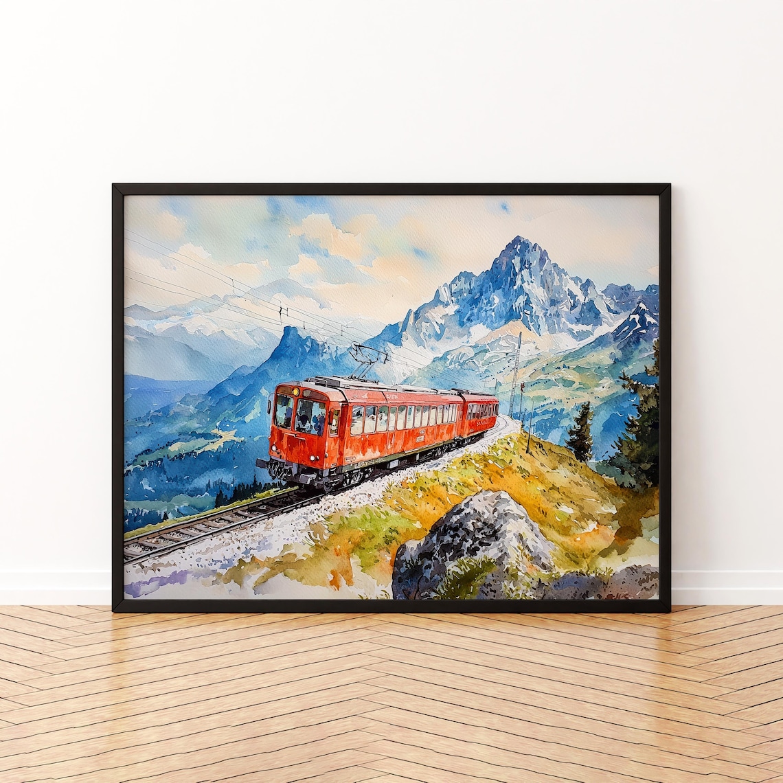 Pilatus Watercolor Travel Poster, Switzerland